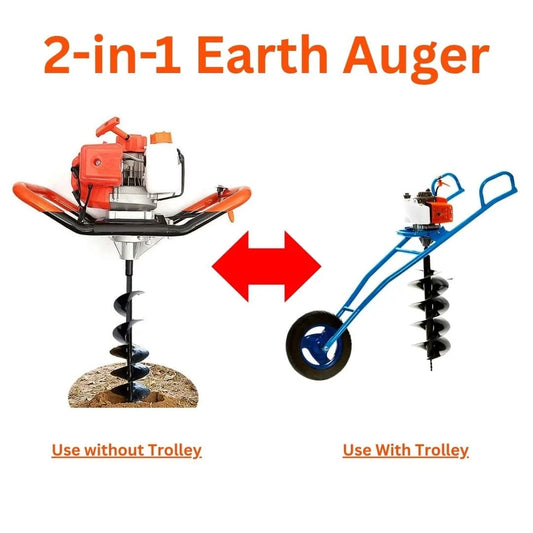 STALLION 63CC 2-in-1 Trolley Earth Auger 3.5 HP with 8 Inch Drill STEA-63