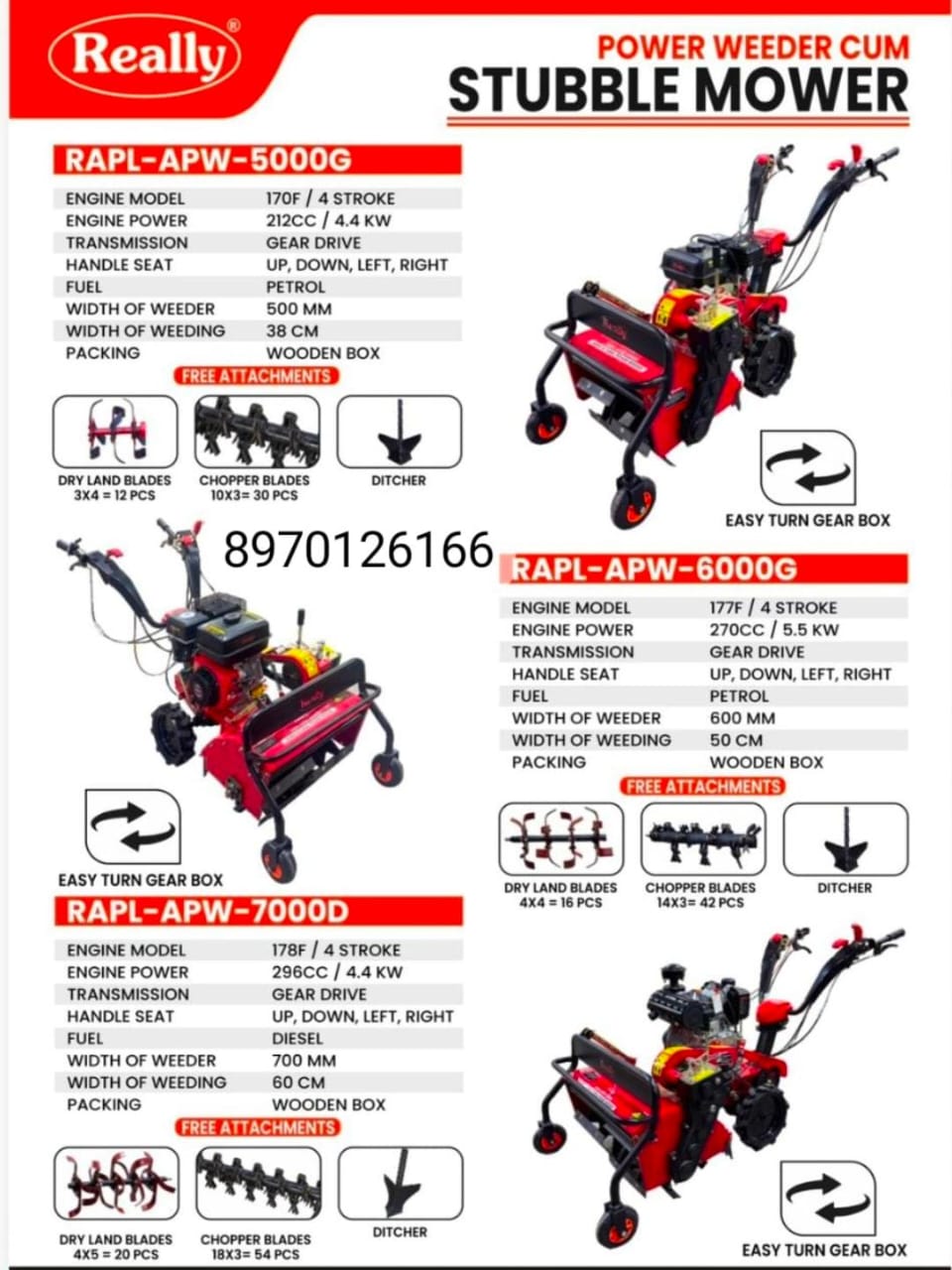 POWER WEEDER CUM STUBBLE MOWER