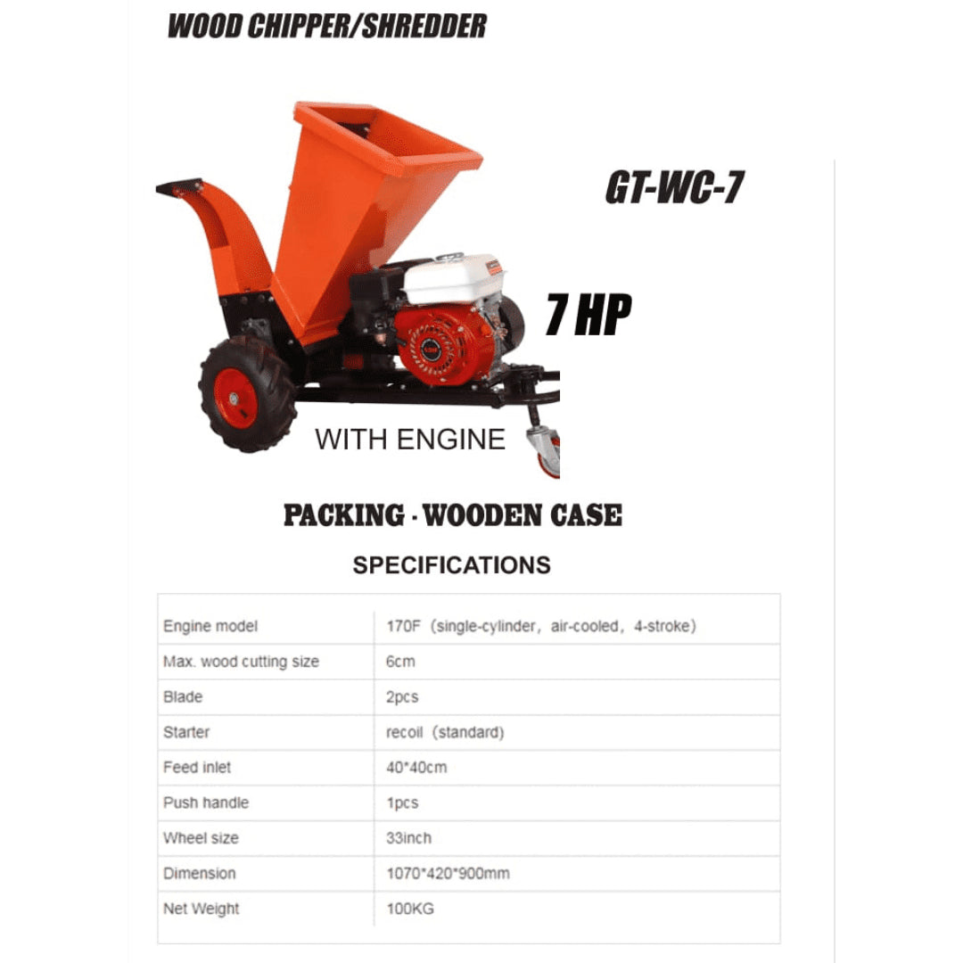 GT Shakti 7 HP Powerful Petrol Wood Chipper GT-WC-7