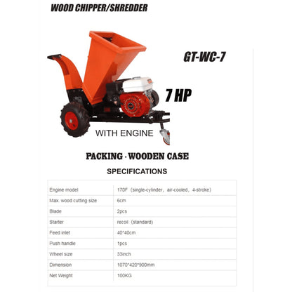 GT Shakti 7 HP Powerful Petrol Wood Chipper GT-WC-7