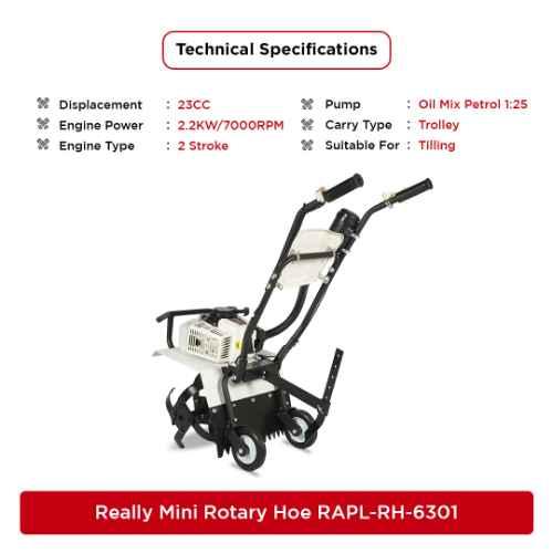 REALLY 3 HP 2 Stroke 63cc Mini Power Tiller RAPL-RH-6301