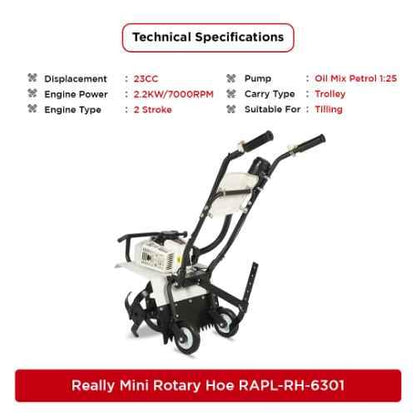 REALLY 3 HP 2 Stroke 63cc Mini Power Tiller RAPL-RH-6301