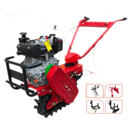 REALLY 7 HP Diesel Chain Cultivator + 4 Attachments RAPL-MC-173FD